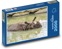 Rhinoceros in water - swim, animal Puzzle 2000 pieces - 90 x 60 cm