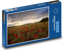 Vlčí máky, západ slunce Puzzle 2000 dílků - 90 x 60 cm