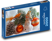 Boże Narodzenie - bałwan, dekoracja Puzzle 2000 elementów - 90x60 cm