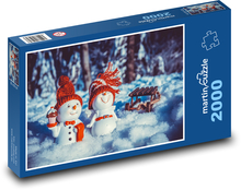 Bałwany - dekoracja, śnieg Puzzle 2000 elementów - 90x60 cm