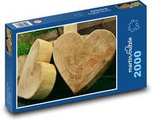 Srdce - drevo, umenie rezbárstvo Puzzle 2000 dielikov - 90 x 60 cm