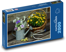 Blumen - Gartendekoration, Gießkanne Puzzle 2000 Teile - 90 x 60 cm