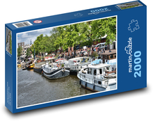 Kanał - Amsterdam, barka Puzzle 2000 elementów - 90x60 cm