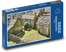 Vesnice - kamenné město, domy Puzzle 2000 dílků - 90 x 60 cm