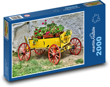 Wózek - dekoracja, kwiaty Puzzle 2000 elementów - 90x60 cm