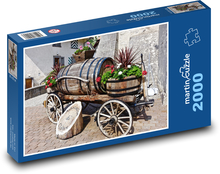 Wooden trolley - decoration, farm Puzzle 2000 pieces - 90 x 60 cm