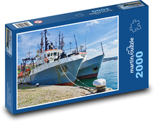 Rybářská loď - moře, kotviště Puzzle 2000 dílků - 90 x 60 cm