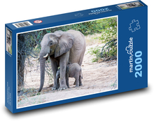 Slony - matka a mláďa Puzzle 2000 dielikov - 90 x 60 cm