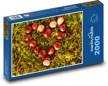 Srdce - gaštan, pagaštan konský Puzzle 2000 dielikov - 90 x 60 cm