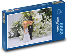 Braut und Bräutigam - Hochzeitsdekorationen, Blumenstrauß Puzzle 2000 Teile - 90 x 60 cm