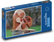 Dřevěné srdce - dekorace, hádanka Puzzle 2000 dílků - 90 x 60 cm