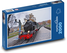 Parní lokomotiva - vlak, koleje Puzzle 2000 dílků - 90 x 60 cm