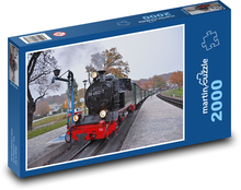 Lokomotywa parowa - pociąg, tory Puzzle 2000 elementów - 90x60 cm