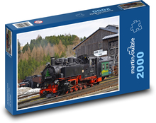 Parní lokomotiva - historický vlak, železnice Puzzle 2000 dílků - 90 x 60 cm