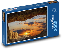 Západ slnka z jaskyne - mraky, krajina Puzzle 2000 dielikov - 90 x 60 cm
