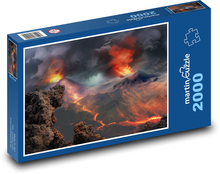 Erupcja wulkanu - lawa, dym Puzzle 2000 elementów - 90x60 cm