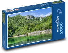 Jazero v lese - stromy, príroda Puzzle 2000 dielikov - 90 x 60 cm