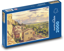 Město na kopci - domy, budovy Puzzle 2000 dílků - 90 x 60 cm