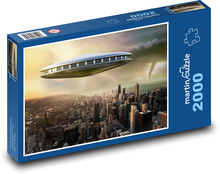 UFO über der Stadt - Tornado, Science-Fiction Puzzle 2000 Teile - 90 x 60 cm