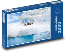 Tučňáci na ledovci - sníh, zimní ptáci Puzzle 2000 dílků - 90 x 60 cm