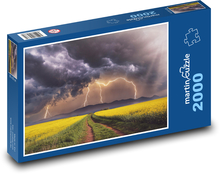 Burza nad polem - chmury, droga Puzzle 2000 elementów - 90x60 cm