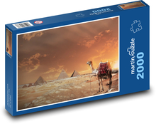 Ťava na púšti - savana, pyramídy Puzzle 2000 dielikov - 90 x 60 cm