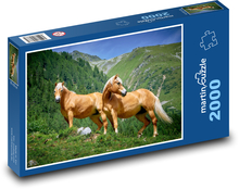 Koně Haflingové - Alpská pastvina Puzzle 2000 dílků - 90 x 60 cm