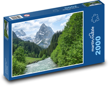 Alpy - řeka, hora Puzzle 2000 dílků - 90 x 60 cm