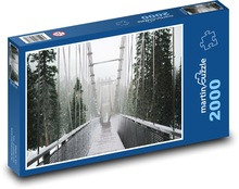 Most v lese - příroda, zima Puzzle 2000 dílků - 90 x 60 cm