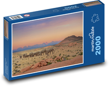 Elephants - sunset, landscape Puzzle 2000 pieces - 90 x 60 cm