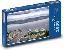 Bergen - výletné lode, prístav Puzzle 2000 dielikov - 90 x 60 cm