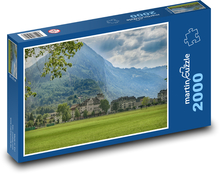 Interlaken - Švajčiarsko, lúka Puzzle 2000 dielikov - 90 x 60 cm