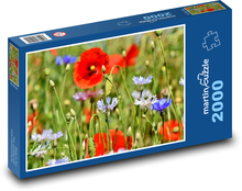 Chrpy - vlčí mák, louka s květinami Puzzle 2000 dílků - 90 x 60 cm