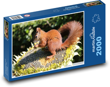 Nagetier - Eichhörnchen, Sonnenblume Puzzle 2000 Teile - 90 x 60 cm
