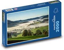 Mühlviertel - Rakousko, mlha na venkově Puzzle 2000 - 90x60 cm