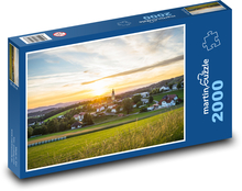 Dedina - západ slnka, život na vidieku Puzzle 2000 dielikov - 90 x 60 cm