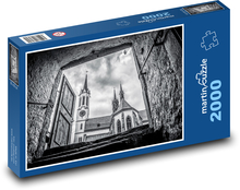 Kláštor - kostolná veža, história Puzzle 2000 dielikov - 90 x 60 cm
