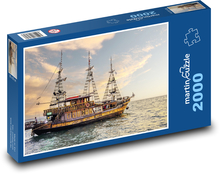 Výletní loď - moře, západ slunce Puzzle 2000 dílků - 90 x 60 cm