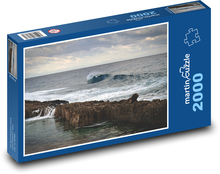 Skalnaté pobřeží - oceán, vlny Puzzle 2000 dílků - 90 x 60 cm