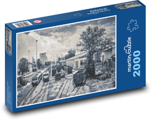 Železniční stanice - vlaky, koleje Puzzle 2000 dílků - 90 x 60 cm