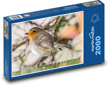 Červenka na plotě - pták, zvíře Puzzle 2000 dílků - 90 x 60 cm