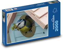 Modraszka - gniazdo, ptak Puzzle 2000 elementów - 90x60 cm