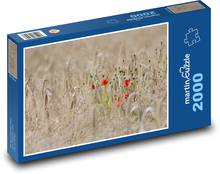 Červený mák - ječné pole, příroda Puzzle 2000 dílků - 90 x 60 cm