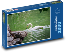 Biały łabędź - ptak wodny, jezioro Puzzle 2000 elementów - 90x60 cm