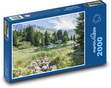 Švýcarské jezero - hory, stromy Puzzle 2000 dílků - 90 x 60 cm