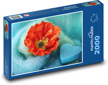 Heart - poppy, decoration Puzzle 2000 pieces - 90 x 60 cm