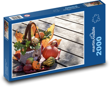 Podzimní dekorace - dýně, jablka Puzzle 2000 dílků - 90 x 60 cm