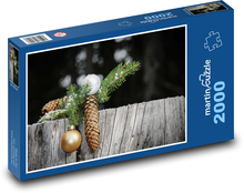 Boże Narodzenie - gałąź, dekoracja Puzzle 2000 elementów - 90x60 cm