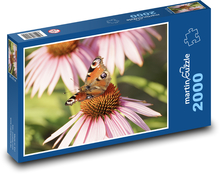 Pávie oko - motýľ, opeľovanie Puzzle 2000 dielikov - 90 x 60 cm