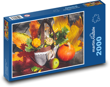Jesenná dekorácia - farebné listy, tekvica Puzzle 2000 dielikov - 90 x 60 cm